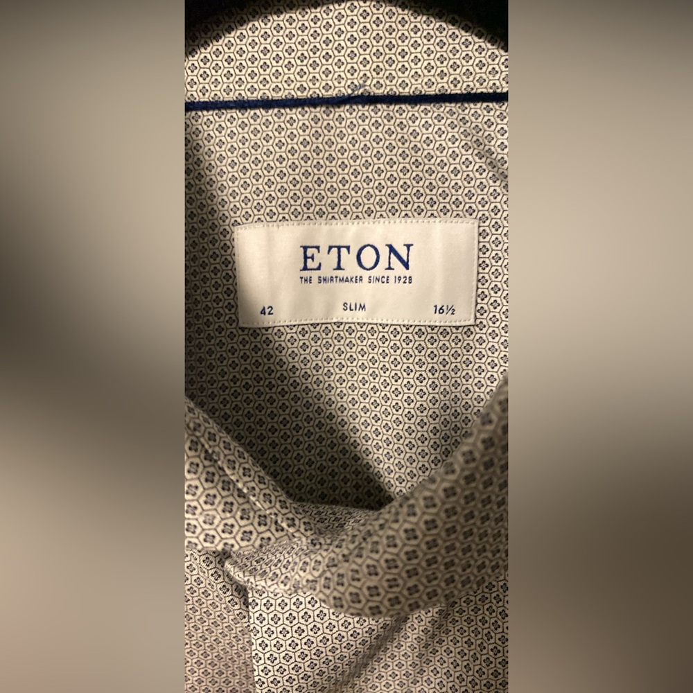 Eton White and Blue Patterned Dress Shirt - Picture 2 of 4